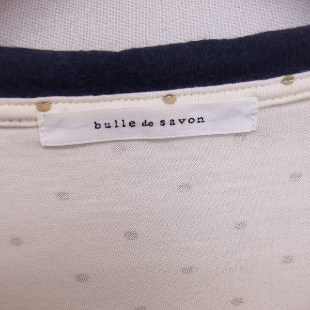 【中古】ビュルデサボン bulle de savon カットソー Tシャツ ラウンドカラー ボーダー ドット 七分袖 F アイボリー レッド 赤 /TT1 レディース 【ベクトル 古着】 230323