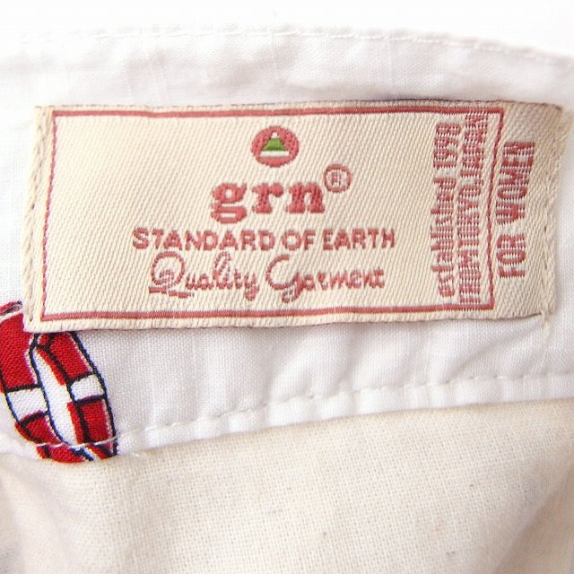 【中古】grn スカート 台形 ひざ丈 総柄 コットン 綿 1 ホワイト 白 /FT5 レディース 【ベクトル 古着】 210512