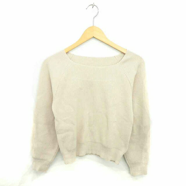 Boat Neck - 【中古】ジャスグリッティー JUSGLITTY ニット セーター ボートネック 無地 シンプル ラグランスリーブ 長袖 F ベージュ 薄茶 /TT17 レディース 【ベクトル 古着】 211115