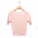 【中古】レトロガール RETRO GIRL ニット セーター ボートネック 五分袖 リブ 綿混 M サーモンピンク /HT1 レディース 【ベクトル 古着】 2...