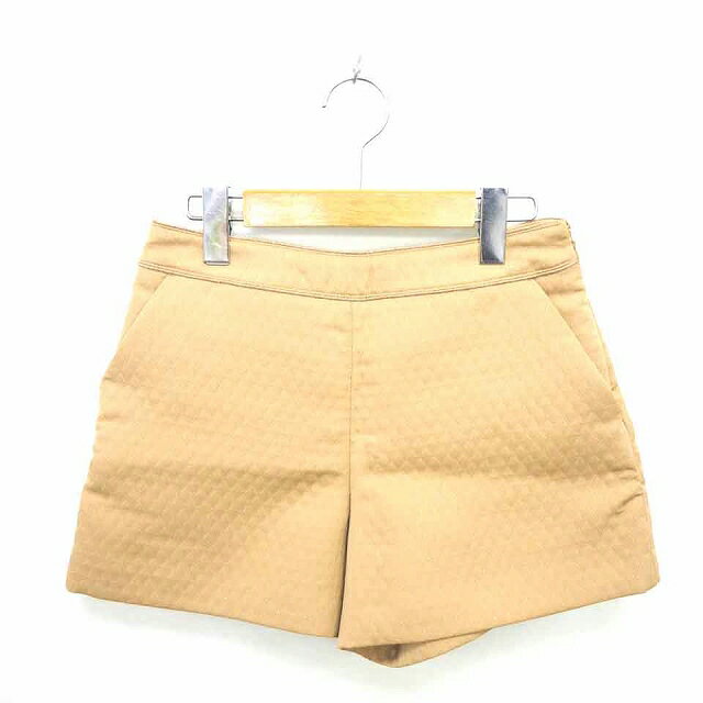 【中古】ジルスチュアート JILL STUART パンツ キュロット ショート 総柄 ラメ サイドジップ 0 ベージ..