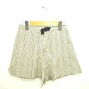 【中古】ミーアンドミークチュール me&me couture パンツ キュロット ショート ストライプ リボン 麻 リネン 2 ベージュ ブラック 薄茶 黒 /...