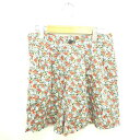 【中古】B&Y ユナイテッドアローズ BEAUTY&YOUTH ビューティー&ユース パンツ キュロット ショート 花柄 ジップフライ 薄手 S 緑 赤 グリー...