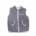 【中古】BUBBLE SPACE ベビー服 ベスト アウター 裏起毛 ストライプ 柄 刺繍 ロゴ 95 グレー 灰 /HT7 キッズ 【ベクトル 古着】 210...