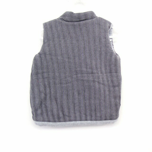 【中古】BUBBLE SPACE ベビー服 ベスト アウター 裏起毛 ストライプ 柄 刺繍 ロゴ ...