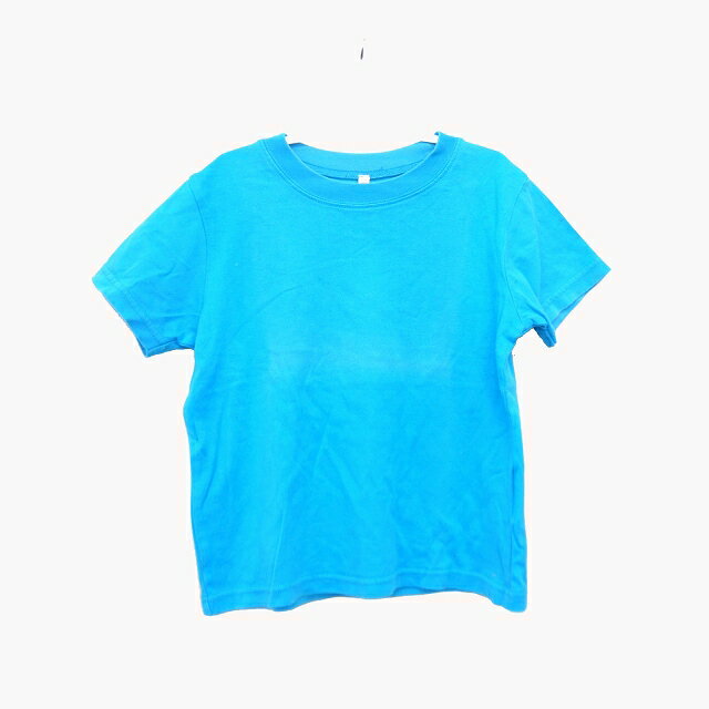 【中古】子供服 Tシャツ カットソー クルーネック 半袖 コットン 綿 無地 シンプル 120 ライトブルー ..