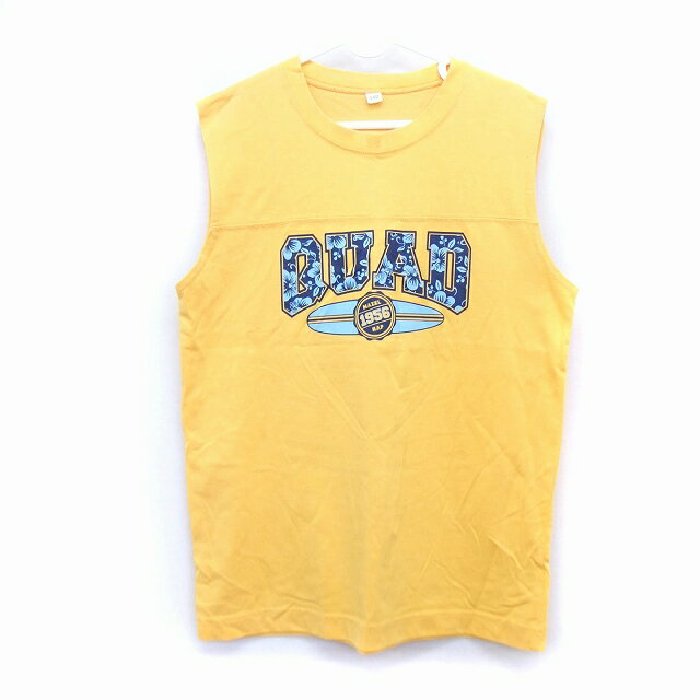 【中古】子供服 タンクトップ カットソー クルーネック 綿混 プリント サーフィン 140 イエロー 黄 /HT..