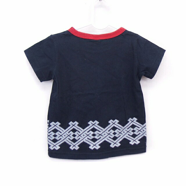 【中古】エルフィンドール ELFINDOLL ELFIN DOLL ベビー服 Tシャツ カットソー クルーネック 半袖 コットン 綿 プリント 和柄 90 ブラック 黒 /HT10 キッズ 【ベクトル 古着】 210927 2