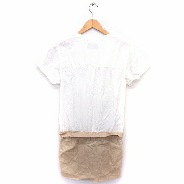 【中古】ブロードゥリー&コー Broderie&Co ナノユニバース ワンピース 切替 シャツ Uネック 半袖 ひざ丈 36 ホワイト 白 ベージュ /FT2 レディース 【ベクトル 古着】 210607 vectorpremium-17121858 ブランド古着ベクトルプレミアム店 サンプル画像2