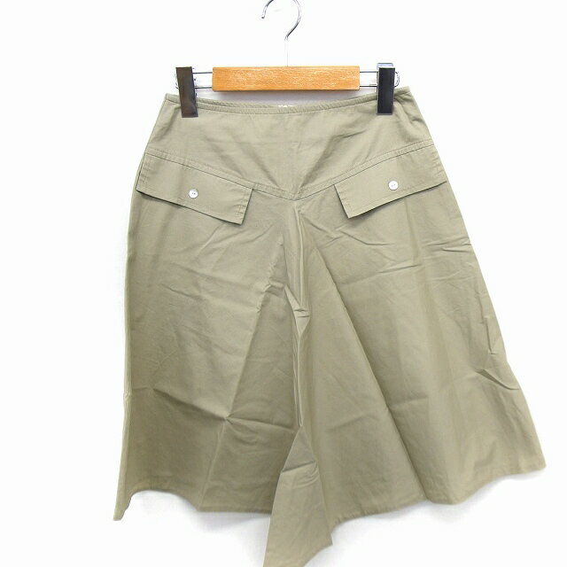 【中古】アンレクレ en recre スカート フレア ロング 無地 シンプル コットン 綿 36 ピスタチオ /FT3 レディース 【ベクトル 古着】 210609