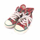 【中古】コンバース CONVERSE ALLSTAR 子供靴 スニーカー シューズ チェック ハイカット 15 レッド グリーン 赤 緑 /TT2 キッズ 【ベクトル 古着】 230309