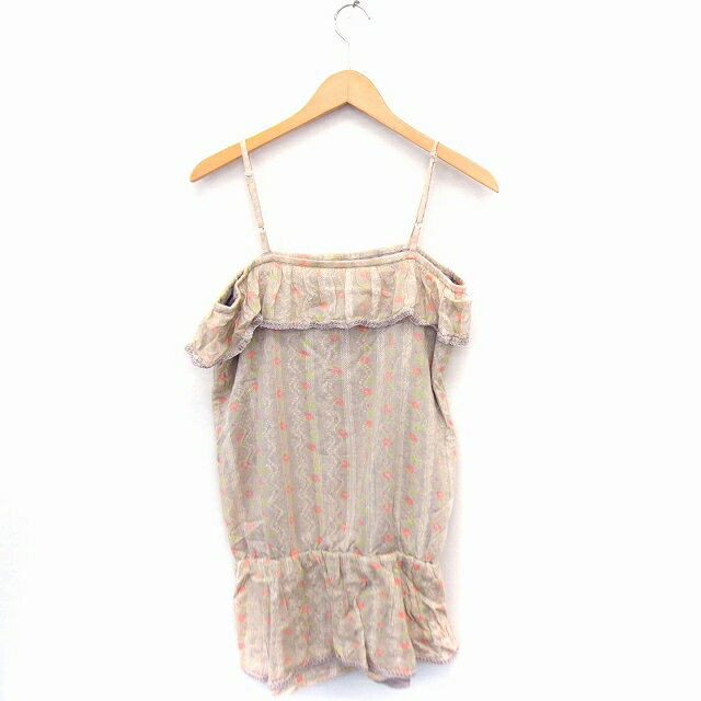 ブランド古着ベクトルプレミアム店の【中古】ブバルディア Bouvardia オールインワン キャミ 総柄 スカート風 ショートパンツ F グレージュ /FT33 レディース 【ベクトル 古着】 210610｜アングル2