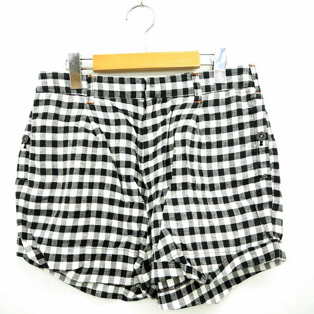 【中古】シンプリシテェ Simplicite パンツ ショート ショーパン ボトムス ミニ 麻 リネン 36 オフホワイト ブラック 黒 /MT38 レディース 【ベクトル 古着】 210618(4)