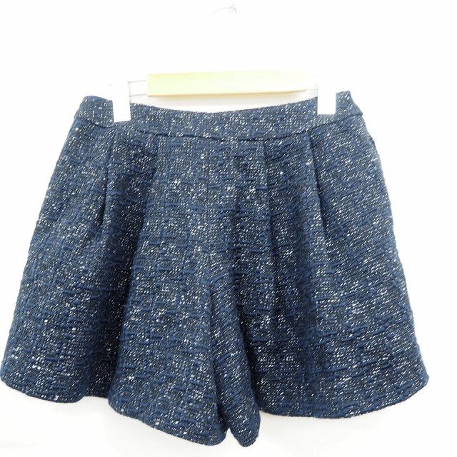 ブランド古着ベクトルプレミアム店の【中古】アベニールエトワール Aveniretoile キュロット パンツ 総柄 ミニ ショート ウール 毛 38 ネイビー 紺 /MT53 レディース 【ベクトル 古着】 210624｜アングル2