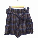 【中古】Fuhler パンツ チェック キュロット リボン ブラック 黒 ブルー 青 /FT34 レディース 【ベクトル 古着】 210623