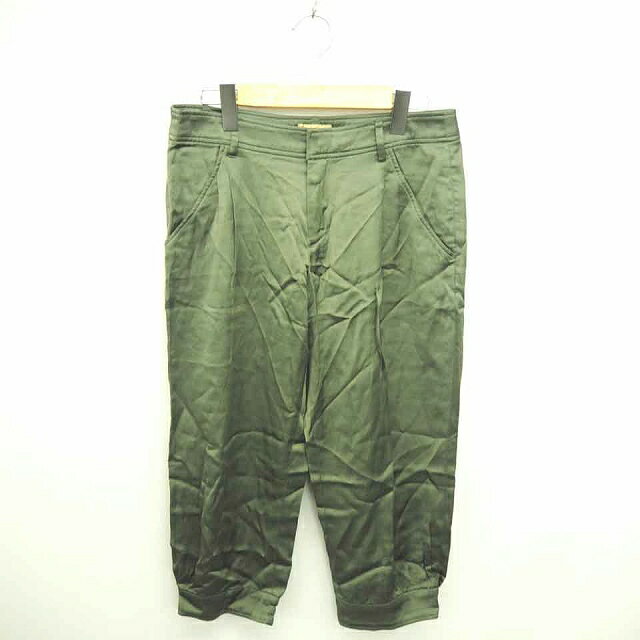 【中古】スピック＆スパン ノーブル Spick&Span Noble パンツ テーパード クロップド 薄手 ジップフライ 光沢 38 緑 グリーン /TT30 レディース 【ベクトル 古着】 210702