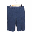 【中古】セオリー theory パンツ ストライプ 6分丈 ひざ下丈 ウール 0 ネイビー 紺 /FT14 レディース 【ベクトル 古着】 210818
