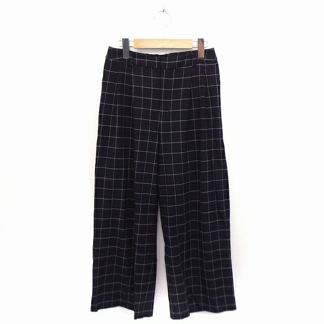 【中古】ペルルペッシュ Perle Peche パンツ チェックストレート 38 ブラック 黒 /FT18 レディース 【ベクトル 古着】 210723