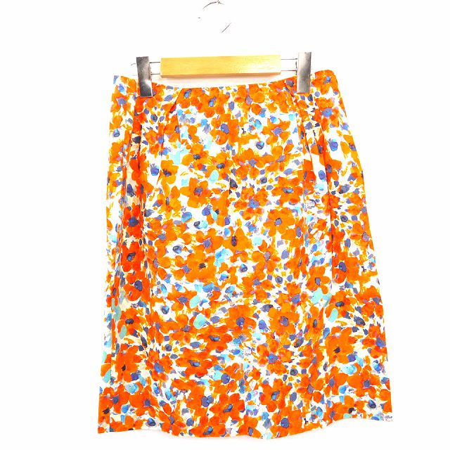 【中古】ボールジー BALLSEY トゥモローランド フレアスカート 花柄 ひざ丈 38 オレンジ /MT35 レディース 【ベクトル 古着】 210804