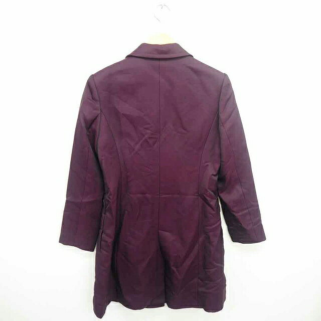 【中古】エル ELLE コート アウター チェスター ミモレ丈 ロング 総裏地 肩パッド 無地 ウール混 38 紫 パープル /TT3 レディース 【ベクトル 古着】 211009