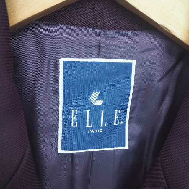 【中古】エル ELLE コート アウター チェスター ミモレ丈 ロング 総裏地 肩パッド 無地 ウール混 38 紫 パープル /TT3 レディース 【ベクトル 古着】 211009