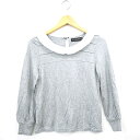 【中古】グリーンレーベルリラクシング ユナイテッドアローズ green label relaxing Tシャツ カットソー プリーツ 丸首 長袖 ウール混 グレー /MT44 レディース 【ベクトル 古着】 210924(4)