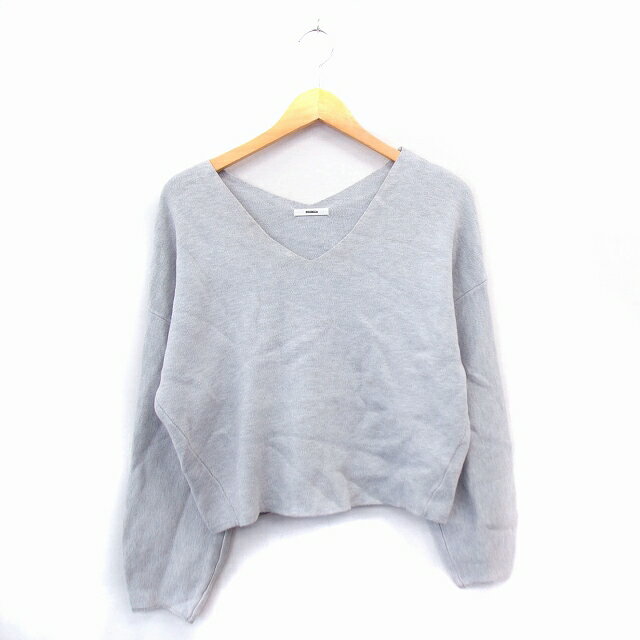 【中古】ムルーア MURUA カットソー Tシャツ 長袖 Vネック 無地 シンプル F グレー 灰 /KT14 レディース 【ベクトル 古着】 211030