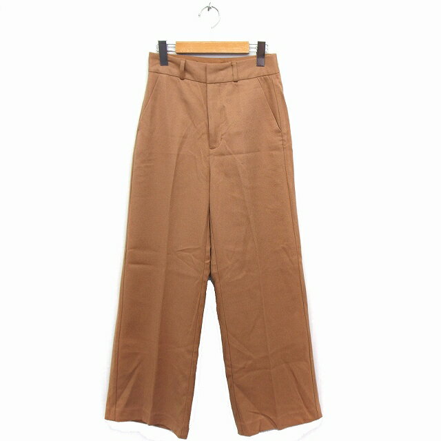 【中古】ジーユー GU パンツ ハイウエストセンタープレス ロング 無地 S キャメル 茶 /FT11 レディース 【ベクトル 古着】 211103のサムネイル