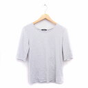 【中古】SVINSVING ニット カットソー 丸首 七分袖 コットン 綿 総柄 リブ 44 ライトグレー 灰 /HT6 レディース 【ベクトル 古着】 211...
