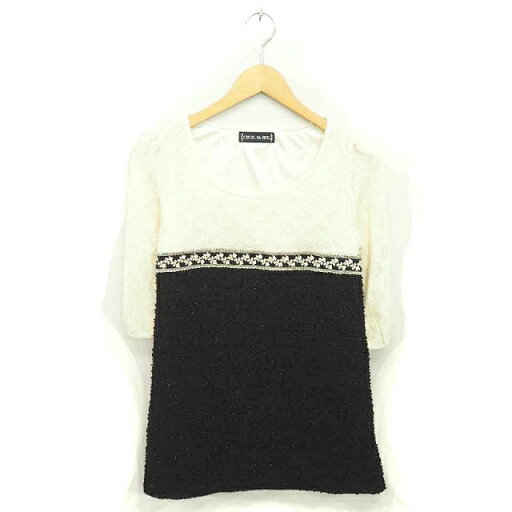 【中古】セシルマクビー CECIL McBEE ワンピース ミニ レース バイカラー ラメ ビジュー 五分袖 M アイボリー ブラック 黒 /TT31 レディース 【ベクトル 古着】 211119 【中古】セシルマクビー CECIL McBEE ワンピース ミニ レース バイカラー ラメ ビジュー 五分袖 M アイボリー ブラック 黒 /TT31 レディース 【ベクトル 古着】 211119