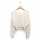 【中古】エヴリス EVRIS ニット セーター 丸首 長袖 クロップド丈 綿混 ラメ混 F ライトベージュ /HT9 レディース 【ベクトル 古着】 21120...