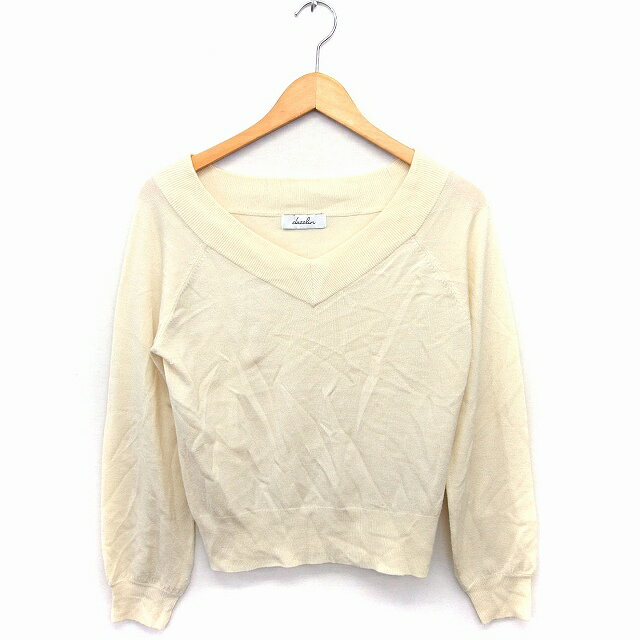 【中古】ダズリン dazzlin Vネック ニット セーター 長袖 無地 F アイボリー 白 /FT34 レディース 【ベ..