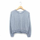 【中古】インデックス INDEX ニット セーター 丸首 長袖 ウール混 ストライプ 柄 リブ ゆったり M ライトグレー 灰 /HT18 レディース 【ベクト...