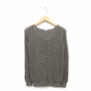 【中古】ユニクロ UNIQLO ニット セーター Vネック 長袖 綿混 かぎ針編み リブ S カーキ /HT26 レディース 【ベクトル 古着】 211202