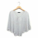 【中古】イマージュ iMAGE ニット カットソー Vネック ドルマンスリーブ 七分袖 綿混 ラメ混 リブ M ライトグレー 灰 /HT26 レディース 【ベク...