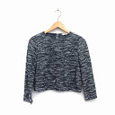 【中古】ミーア MIIA クロップド丈 ニット カットソー 丸首 七分袖 背あき 綿混 総柄 F ブラック 黒 ホワイト 白 /HT12 レディース 【ベクトル...