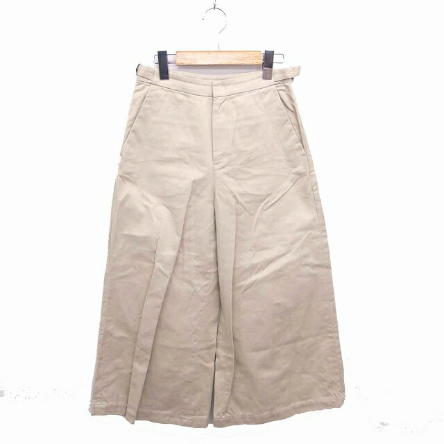【中古】スピック&スパン Spick&Span ワイド パンツ ハイウエスト ジップフライ 無地 シンプル 綿 コットン 36 ベージュ 薄茶 /TT34 レディース 【ベクトル 古着】 211223