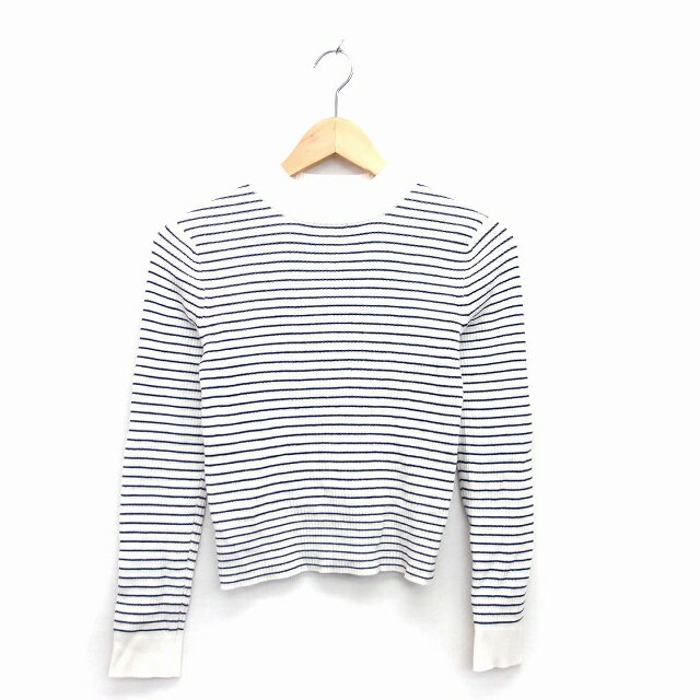 【中古】アーバンリサーチ URBAN RESEARCH ニット セーター リブニット 長袖 モックネック ボーダー F ..