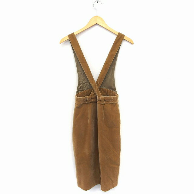 【中古】トラッゾドンナ Torrazzo Donna サロペットスカート ジャンパースカート ベロア ひざ下丈 キャメル 茶 /FT24 レディース 【ベクトル 古着】 220119