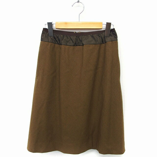 【中古】ケミット kemit タイト スカート ひざ丈 スリット ウール 38 カーキ /FT23 レディース 【ベクトル 古着】 220119