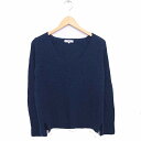 【中古】ナチュラルビューティーベーシック NATURAL BEAUTY BASIC ニット セーター Vネック 無地 シンプル ウール混 長袖 M ネイビー 紺 /TT20 レディース 【ベクトル 古着】 220120