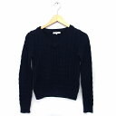 【中古】ナチュラルビューティーベーシック NATURAL BEAUTY BASIC ケーブル編み ニット セーター Vネック 長袖 綿混 M ネイビー 紺 /FT32 レディース 【ベクトル 古着】 220121(4)