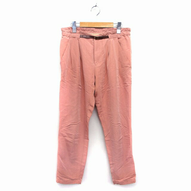 【中古】ルージュフォンセ Rouge Fonce テーパード パンツ フリル タック ベルト 36 コーラルピンク /HT6 レディース 【ベクトル 古着】 220203