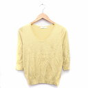 【中古】マウジー moussy ニット セーター 七分袖 Vネック 無地 シンプル F イエロー 黄 /KT15 レディース 【ベクトル 古着】 220205(4)
