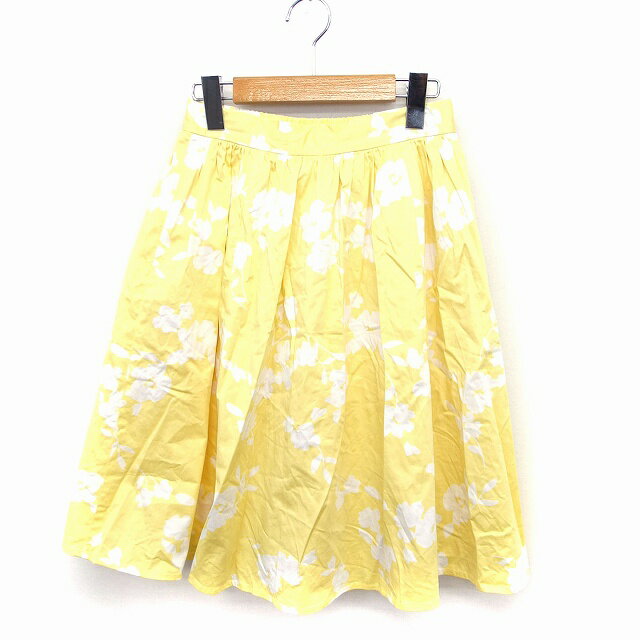 【中古】マーキュリーデュオ MERCURYDUO 花柄 フレア スカート ひざ下丈 コットン 綿 F イエロー 黄 /FT23 レディース 【ベクトル 古着】 220310