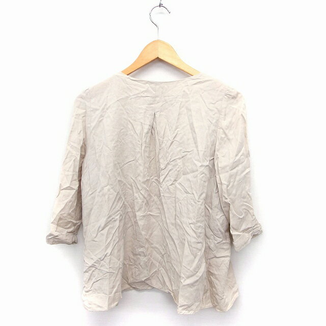 【中古】ジャスグリッティー JUSGLITTY トッパー ノーカラー ジャケット アウター 羽織 無地 2 ベージュ /FT14 レディース 【ベクトル 古着】 220217