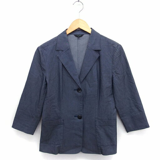 【中古】ルスーク Le souk テーラード ジャケット アウター 七分袖 無地 コットン 綿 3 グレー /FT7 レディース 【ベクトル 古着】 220218