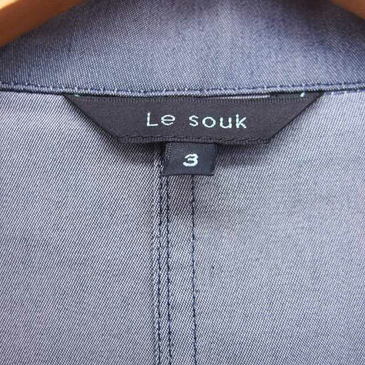 【中古】ルスーク Le souk テーラード ジャケット アウター 七分袖 無地 コットン 綿 3 グレー /FT7 レディース 【ベクトル 古着】 220218