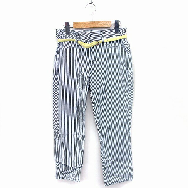 【中古】ファビュラス アンジェラ FABULOUS ANGELA ストライプ クロップド パンツ ベルト 綿混 M グレー 灰 /FT32 レディース 【ベクトル 古着】 220219