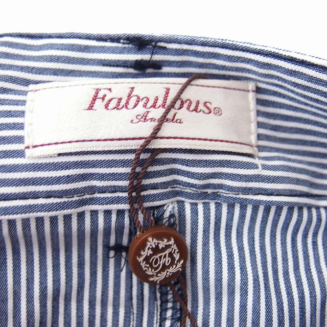 【中古】ファビュラス アンジェラ FABULOUS ANGELA ストライプ クロップド パンツ ベルト 綿混 M グレー 灰 /FT32 レディース 【ベクトル 古着】 220219